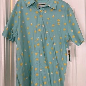 Tipsy Elves Aqua Shirt with Yellow Duck Pattern
